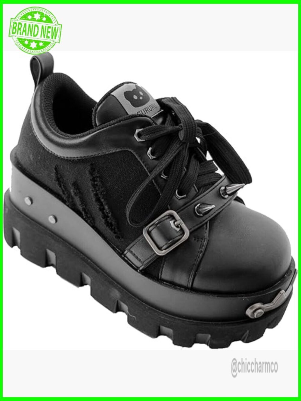 Y2K Goth Platform Boots Punk Chunky Sole Skull Combat Boots